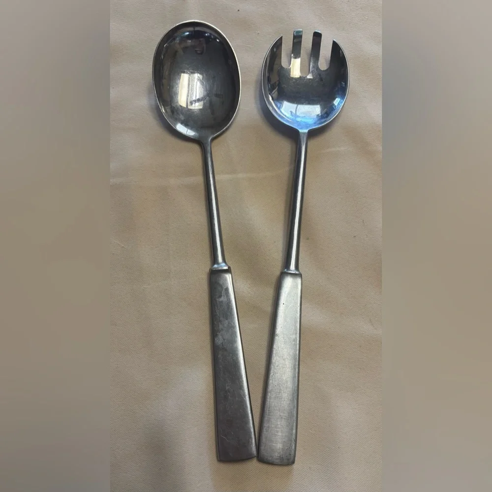 Vintage Capri Stainless Steel Italy Salad Set Spoon‎ Spork 11” Serveware